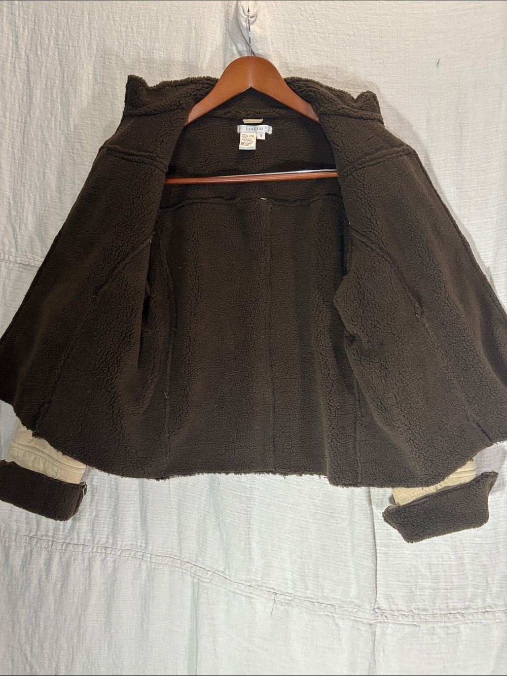 Vintage Co & Eddy Genuine Suede Sherpa Lined Zip Up Jacket Coat Tan Boho 12 EUC - Picture 6 of 10
